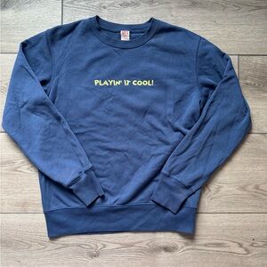 Uniqlo Disney x Keith Haring Navy Crewneck Sweater with Yellow Text